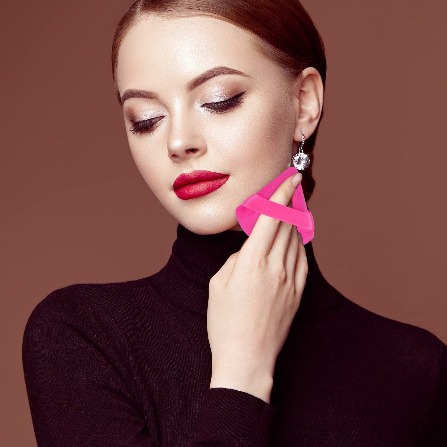 Pimoys 6 Pieces Powder Puff Face Soft Triangle Makeup Puff for Loose Powder Setting Powder, Velour Foundation Sponge Makeup Blender Sponge Beauty Makeup Tool