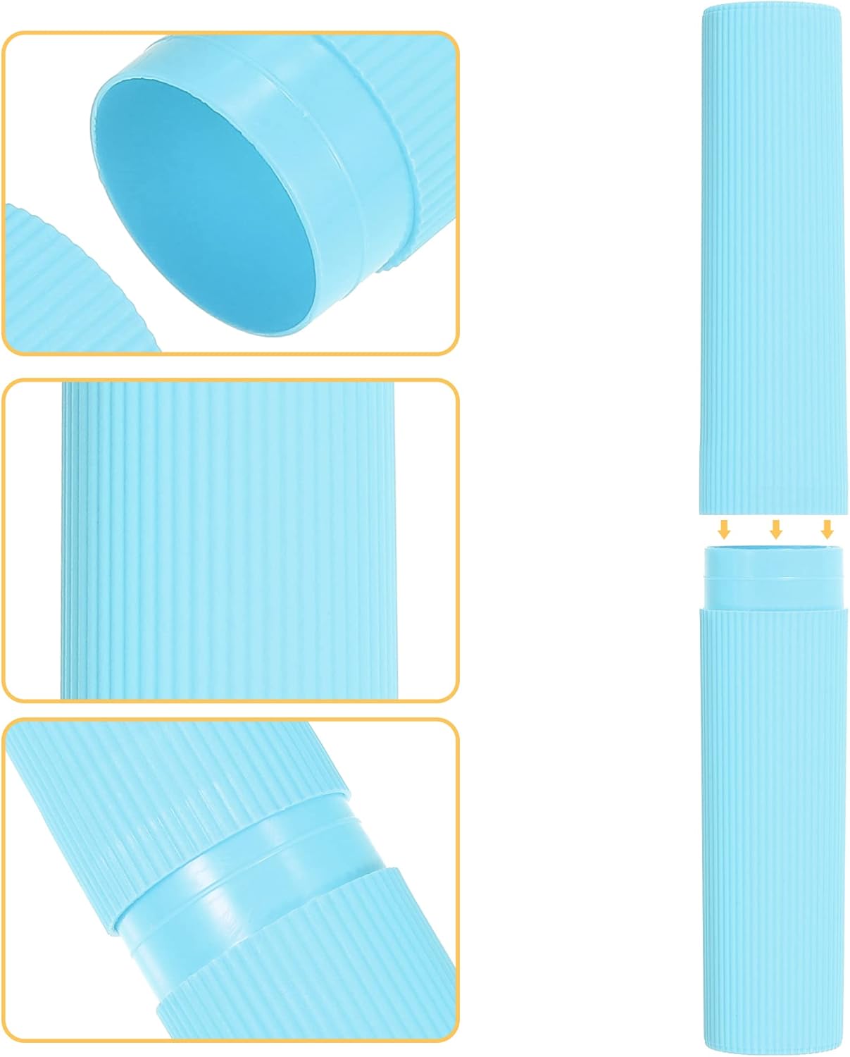 VOCOSTE 1 Pcs, Vertical Stripe Toothbrush Case, Plastic, Traveling Toothbrush Holders Case, Travel Business, Sky Blue, 7.87"x1.18"