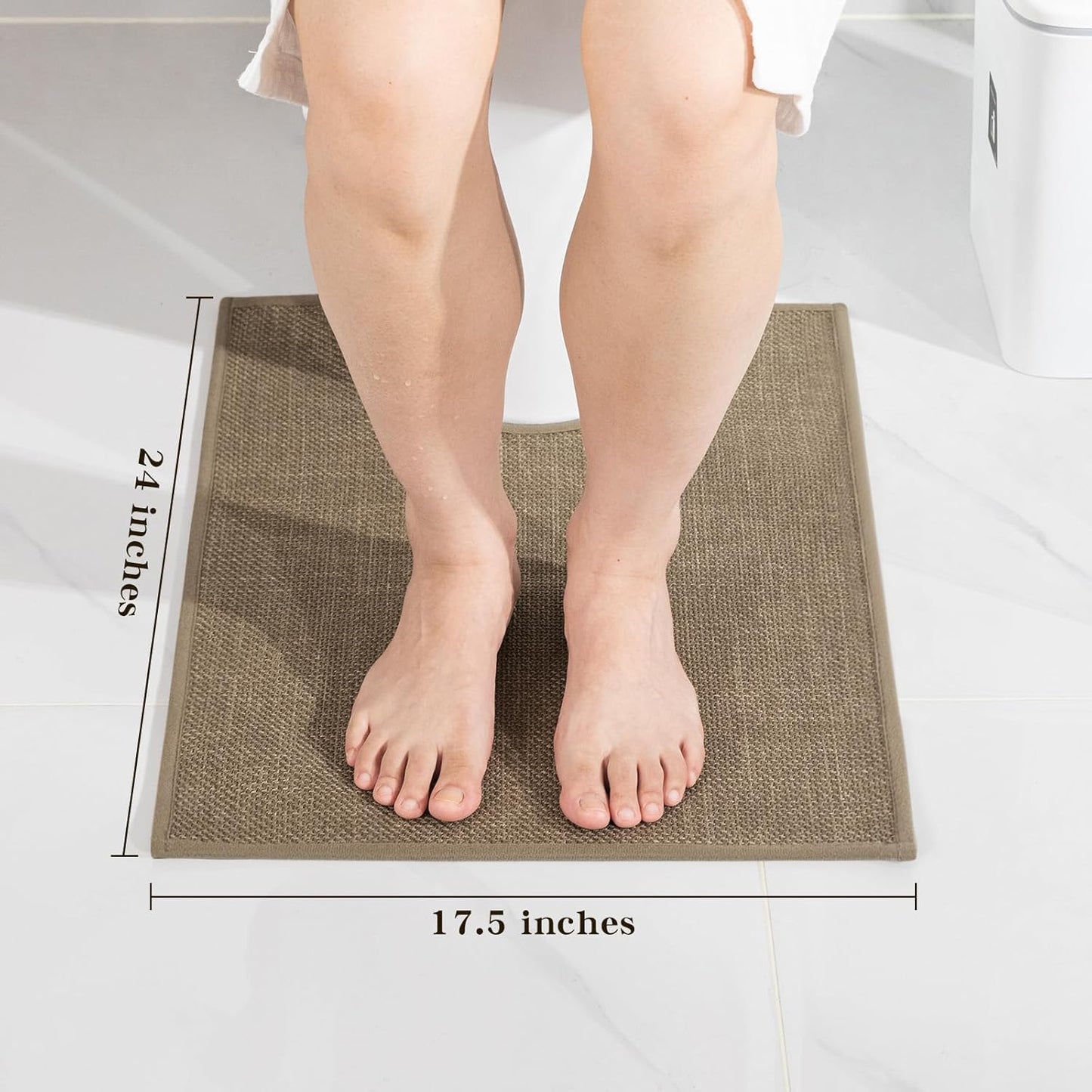 chakme Bathroom Rugs Mat U-Shaped 24x17, Ultra ThinNon Slip Bath Mat Small Quick Dry Absorbent Bath Matfor Bathroom Floor, (Dark Beige, U-24"x17")